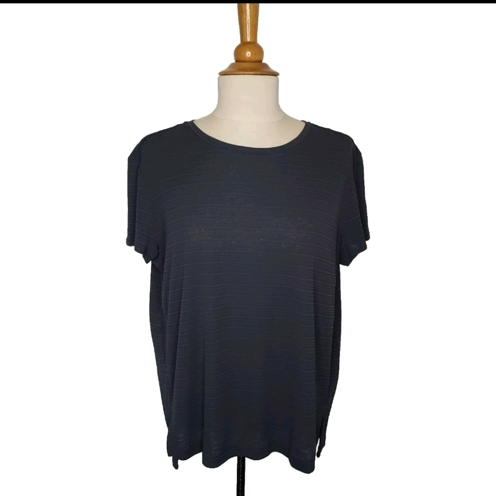 Adidas Climachill T Shirt Small Short Sleeve Grey Striped Workout Yoga Golf